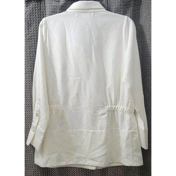 Gretchen Scott Womens Button Up Safari Jacket White Shirt Blouse Pocket Sz Small - Picture 7 of 8